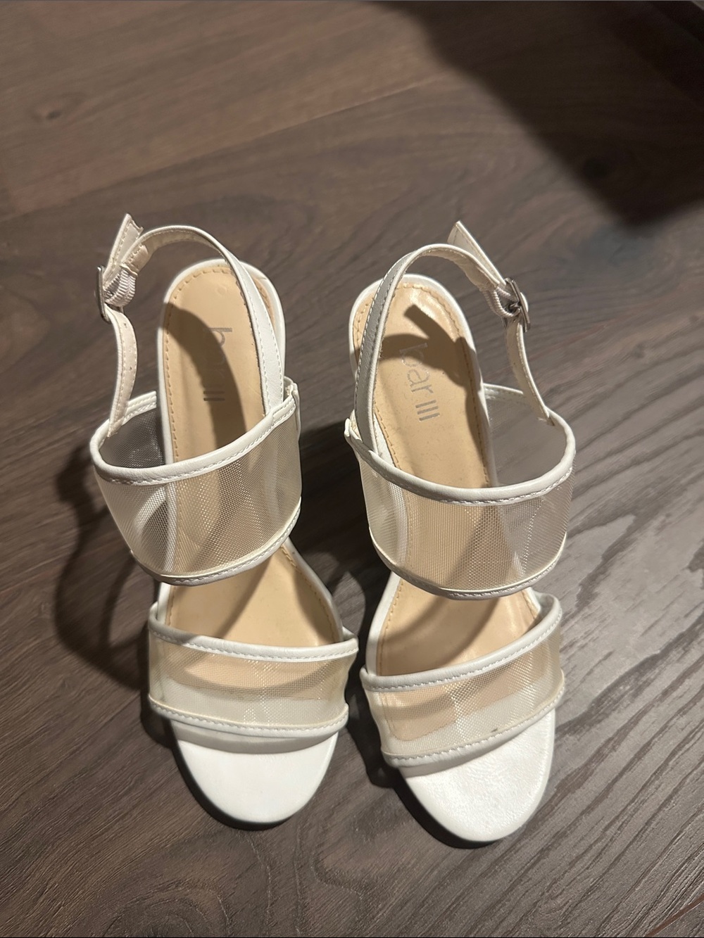 Bar III White Mesh Strap Heeled Sandals